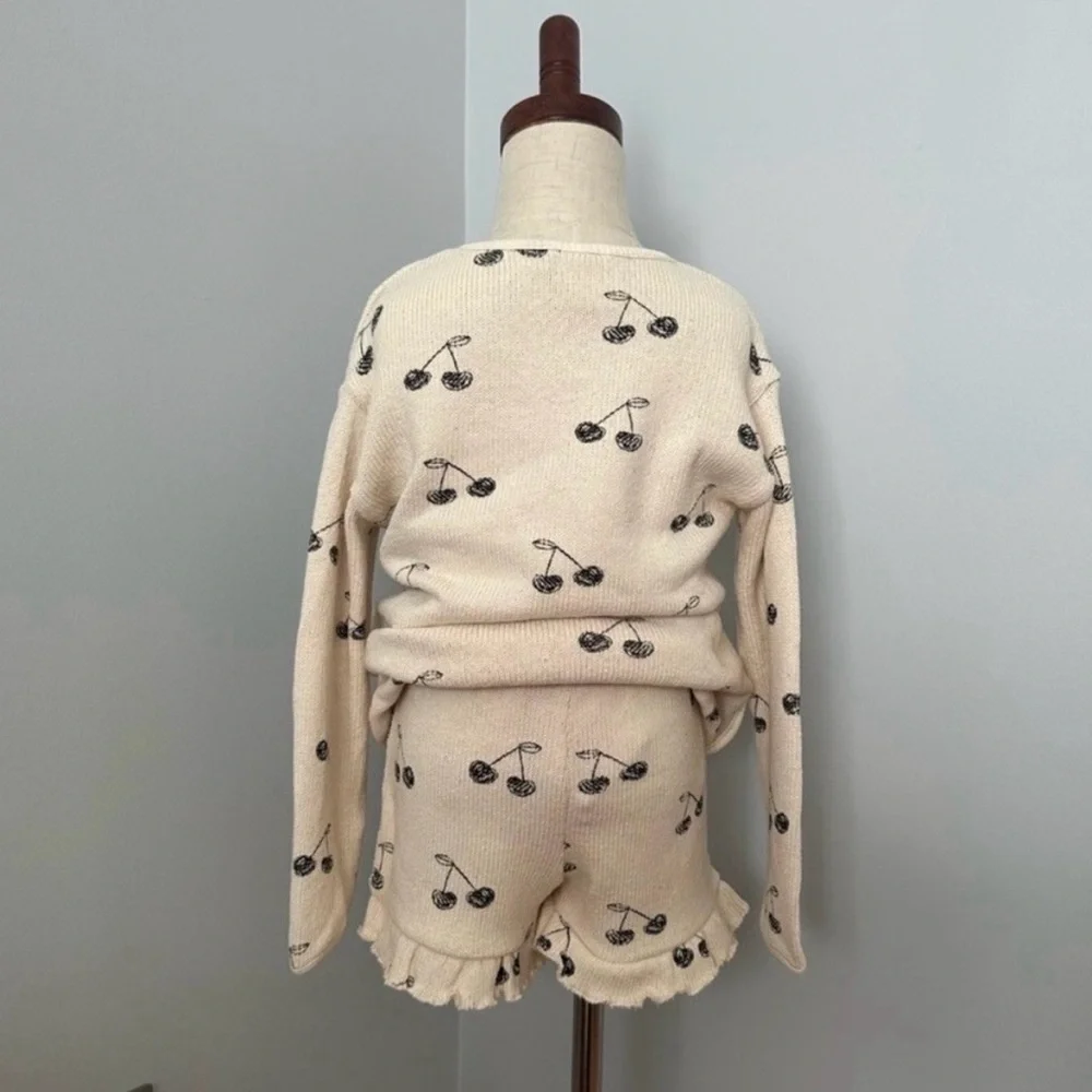 ZARA TODDLER GIRL CHERRY SWEATSHIRT & SHORTS